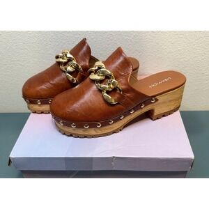 Lisa Vicky VIGOR-V Chestnut Chain Platform Clog Mules Women's Size 8M NIB